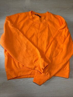 Zara Women's Crewneck Crop Sweater in Bright Orange